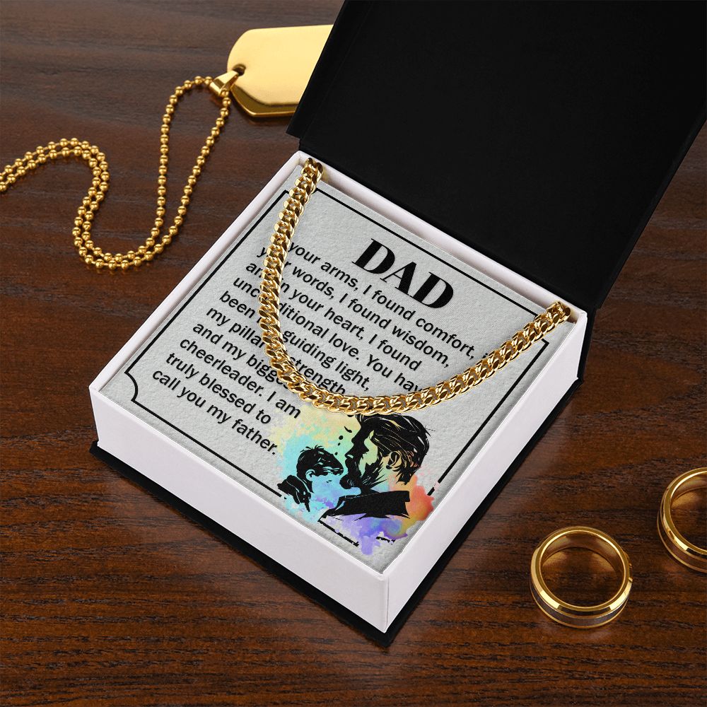 Dear Dad, in your Dad Cuban Chain Necklace, Father Necklace Father's Day Gift, Christian Gift For Dad, Father Son Necklace - Serbachi