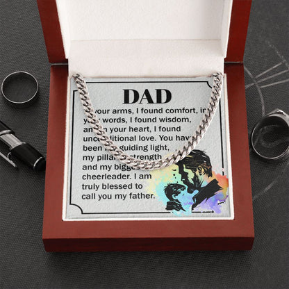 Dear Dad, in your Dad Cuban Chain Necklace, Father Necklace Father's Day Gift, Christian Gift For Dad, Father Son Necklace - Serbachi