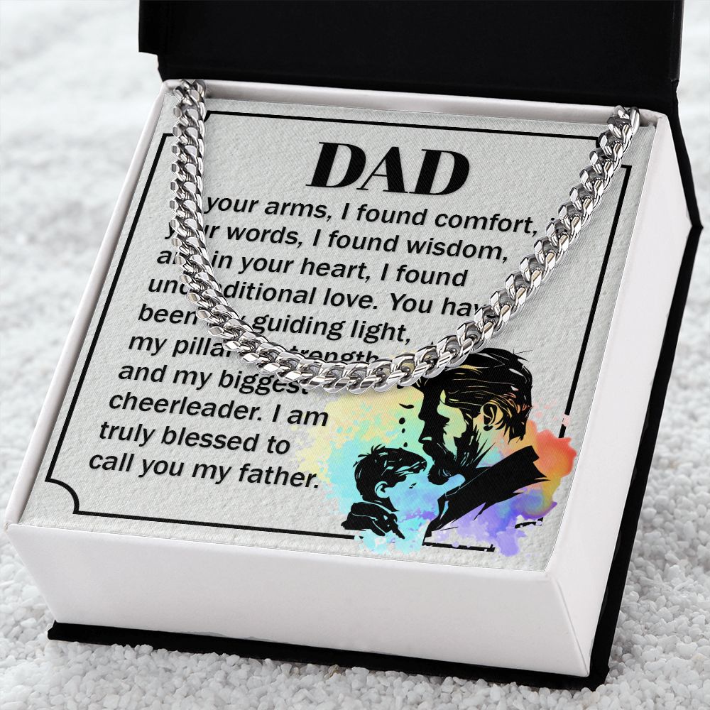 Dear Dad, in your Dad Cuban Chain Necklace, Father Necklace Father's Day Gift, Christian Gift For Dad, Father Son Necklace - Serbachi