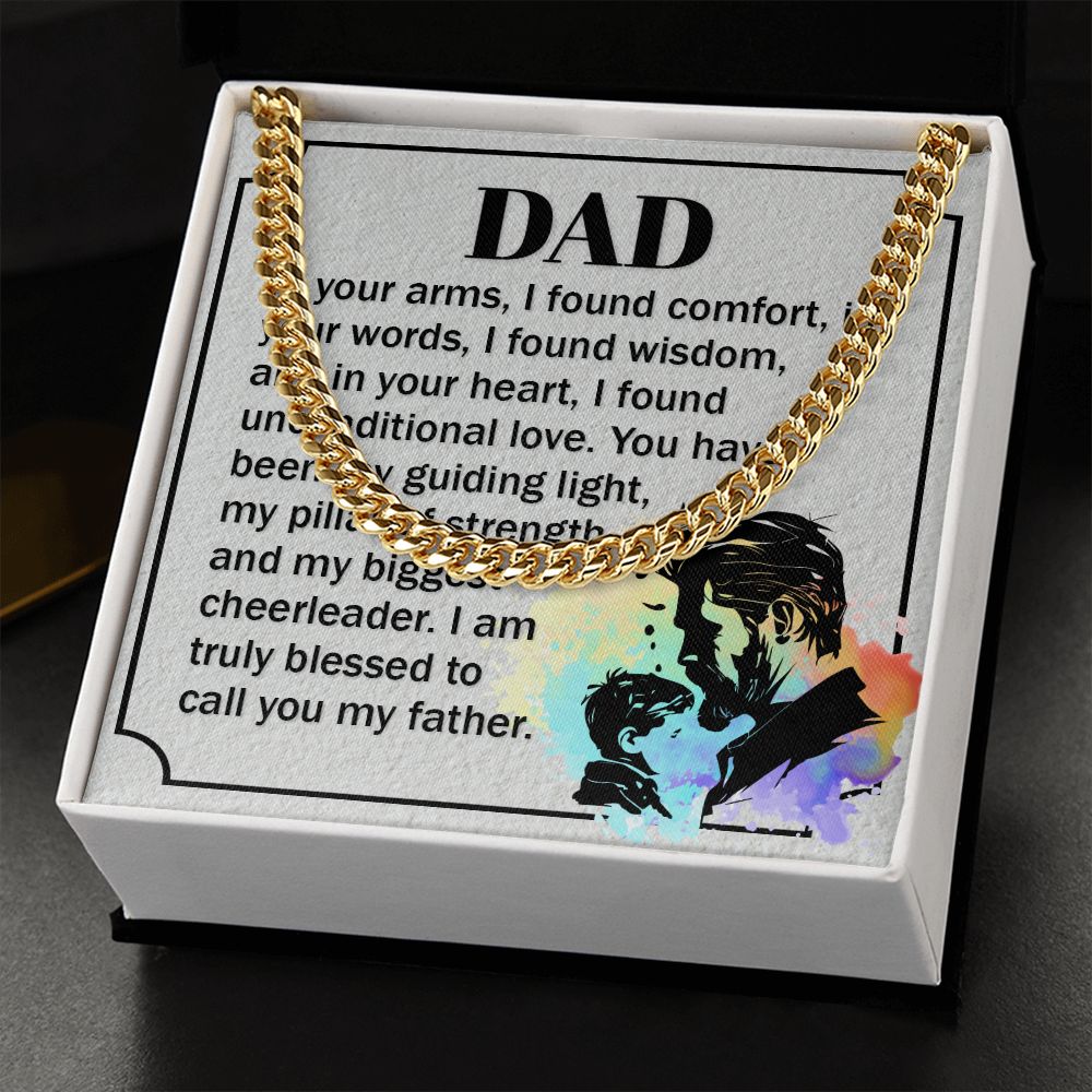 Dear Dad, in your Dad Cuban Chain Necklace, Father Necklace Father's Day Gift, Christian Gift For Dad, Father Son Necklace - Serbachi