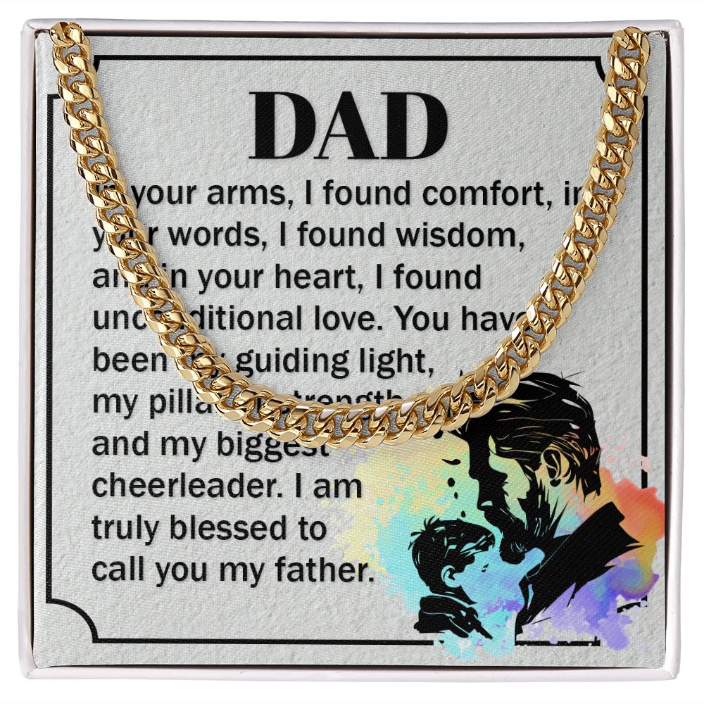 Dear Dad, in your Dad Cuban Chain Necklace, Father Necklace Father's Day Gift, Christian Gift For Dad, Father Son Necklace - Serbachi