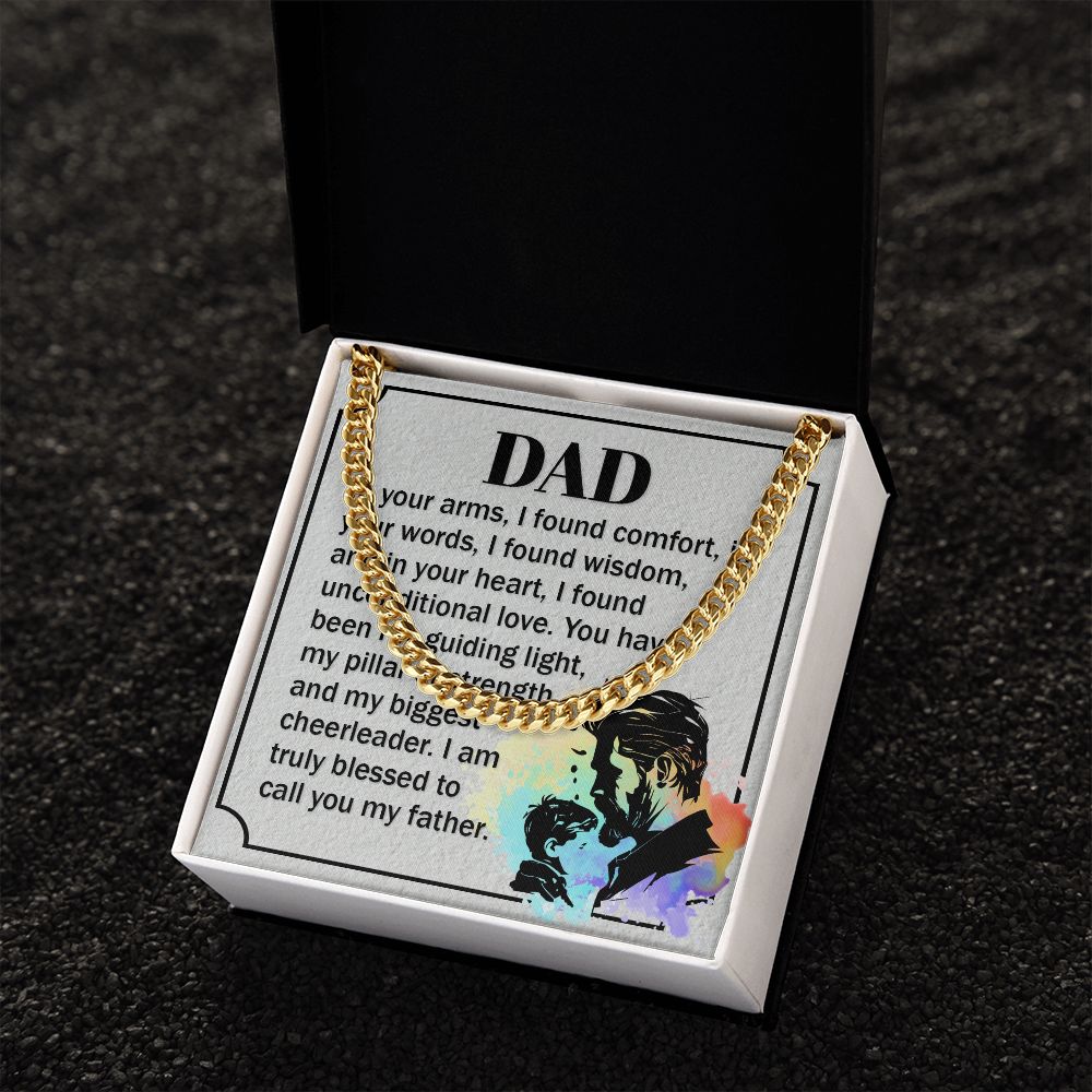 Dear Dad, in your Dad Cuban Chain Necklace, Father Necklace Father's Day Gift, Christian Gift For Dad, Father Son Necklace - Serbachi