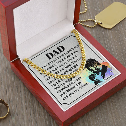 Dear Dad, in your Dad Cuban Chain Necklace, Father Necklace Father's Day Gift, Christian Gift For Dad, Father Son Necklace - Serbachi