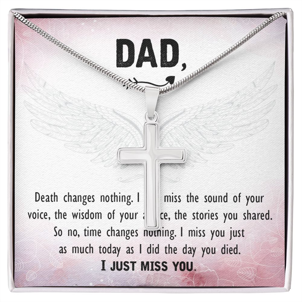 Death changes nothing Dad Cross Necklace, Father Cross Necklace Father's Day Gift, Christian Gift For Dad, Father Son Cross Necklace - Serbachi