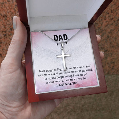 Death changes nothing Dad Cross Necklace, Father Cross Necklace Father's Day Gift, Christian Gift For Dad, Father Son Cross Necklace - Serbachi