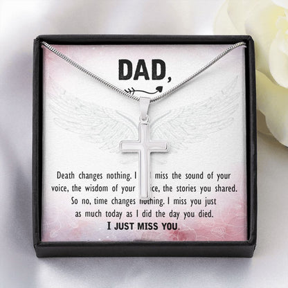 Death changes nothing Dad Cross Necklace, Father Cross Necklace Father's Day Gift, Christian Gift For Dad, Father Son Cross Necklace - Serbachi