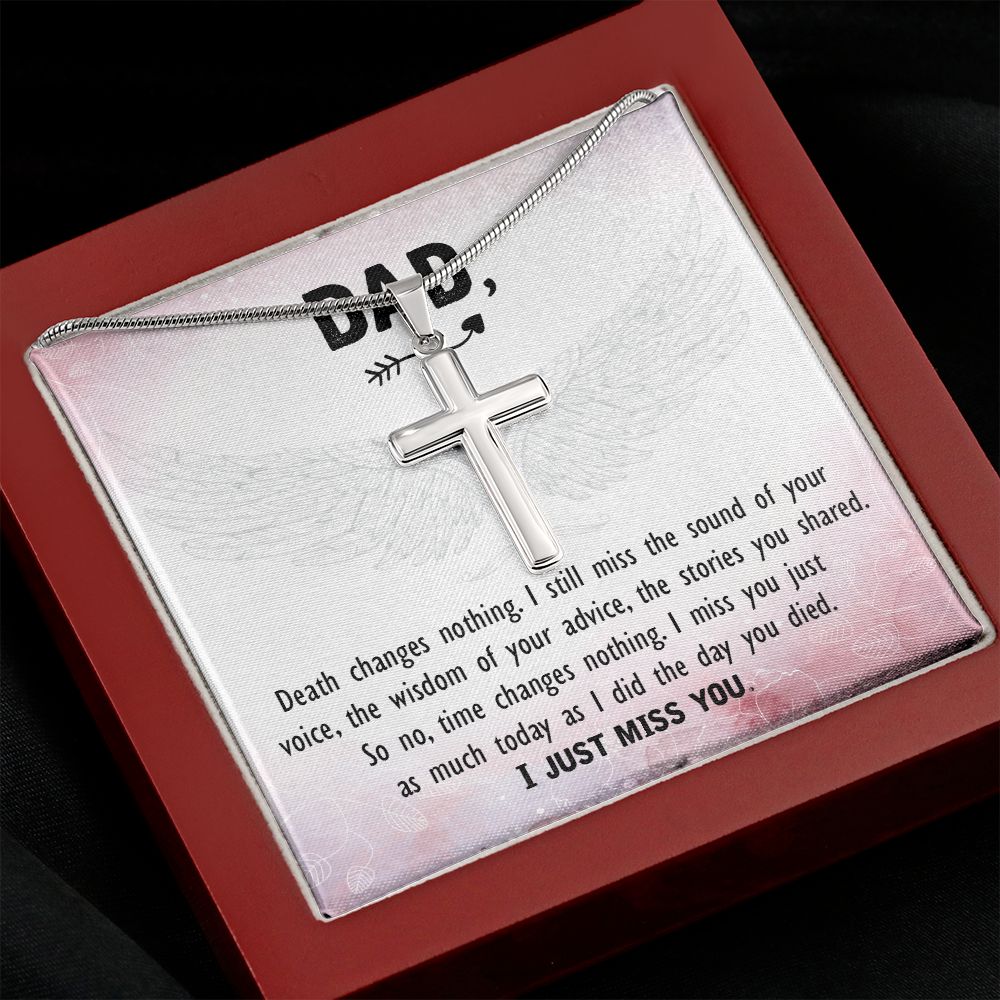 Death changes nothing Dad Cross Necklace, Father Cross Necklace Father's Day Gift, Christian Gift For Dad, Father Son Cross Necklace - Serbachi