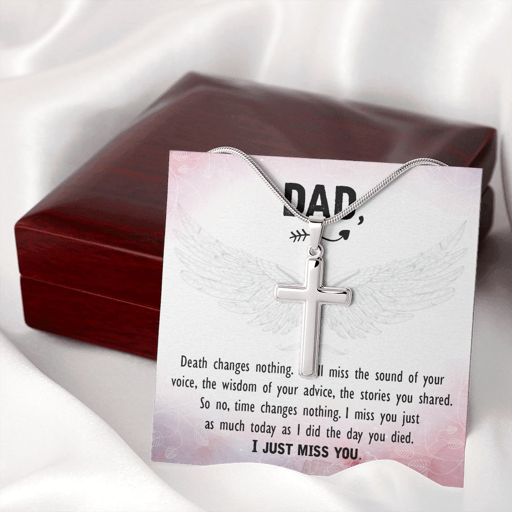 Death changes nothing Dad Cross Necklace, Father Cross Necklace Father's Day Gift, Christian Gift For Dad, Father Son Cross Necklace - Serbachi