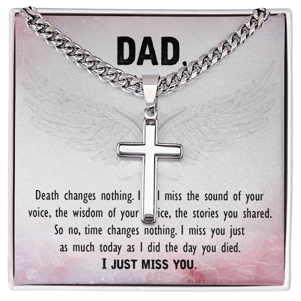 Death changes nothing Dad Cross Necklace, Father Necklace Father's Day Gift, Christian Gift For Dad, Father Son Cross Necklace - Serbachi