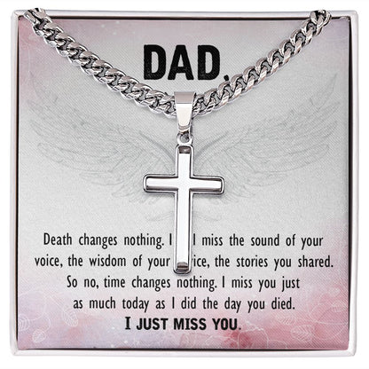 Death changes nothing Dad Cross Necklace, Father Necklace Father's Day Gift, Christian Gift For Dad, Father Son Cross Necklace - Serbachi