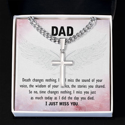 Death changes nothing Dad Cross Necklace, Father Necklace Father's Day Gift, Christian Gift For Dad, Father Son Cross Necklace - Serbachi