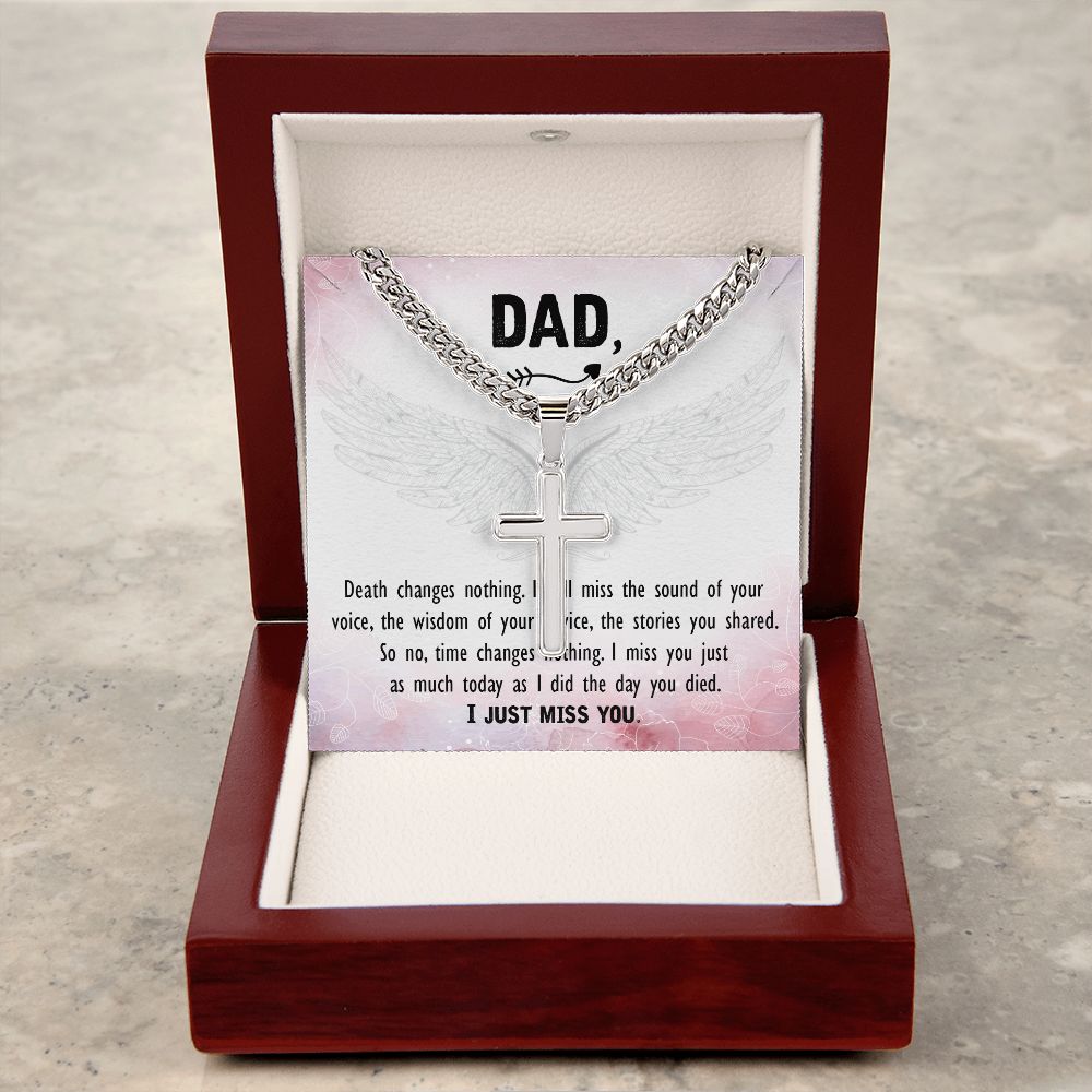 Death changes nothing Dad Cross Necklace, Father Necklace Father's Day Gift, Christian Gift For Dad, Father Son Cross Necklace - Serbachi