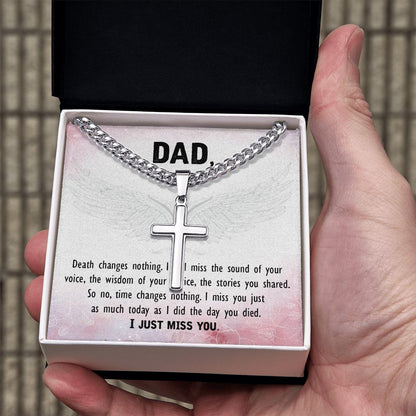 Death changes nothing Dad Cross Necklace, Father Necklace Father's Day Gift, Christian Gift For Dad, Father Son Cross Necklace - Serbachi