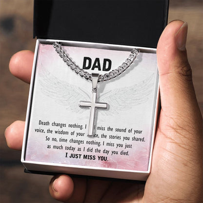 Death changes nothing Dad Cross Necklace, Father Necklace Father's Day Gift, Christian Gift For Dad, Father Son Cross Necklace - Serbachi