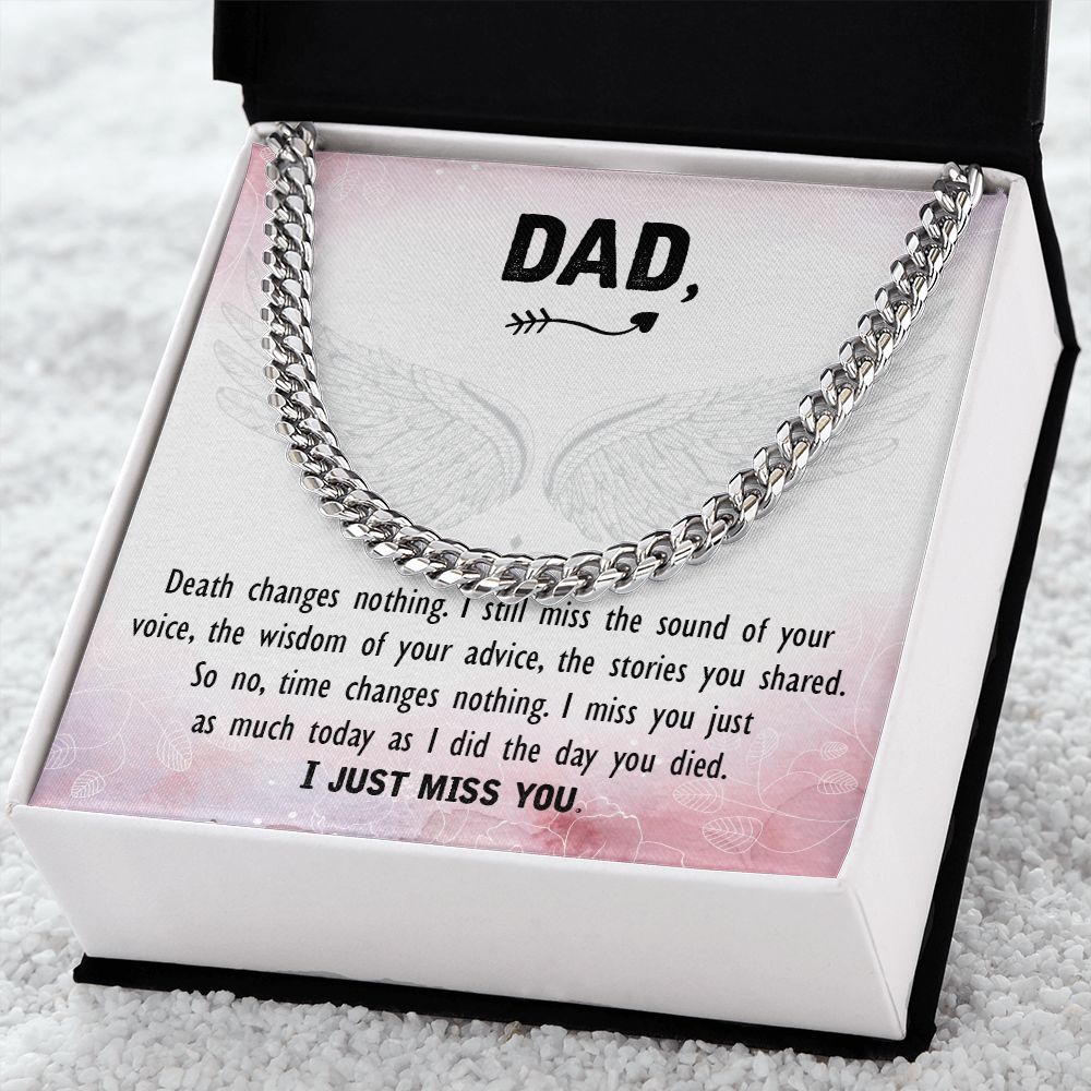 Death changes nothing Dad Cuban Chain Necklace, Father Necklace Father's Day Gift, Christian Gift For Dad, Father Son Necklace - Serbachi