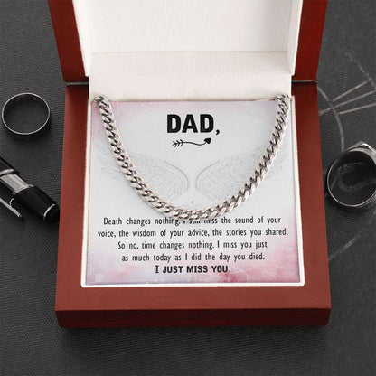 Death changes nothing Dad Cuban Chain Necklace, Father Necklace Father's Day Gift, Christian Gift For Dad, Father Son Necklace - Serbachi