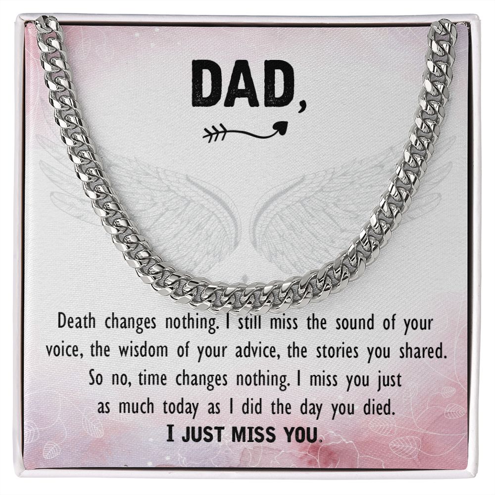 Death changes nothing Dad Cuban Chain Necklace, Father Necklace Father's Day Gift, Christian Gift For Dad, Father Son Necklace - Serbachi