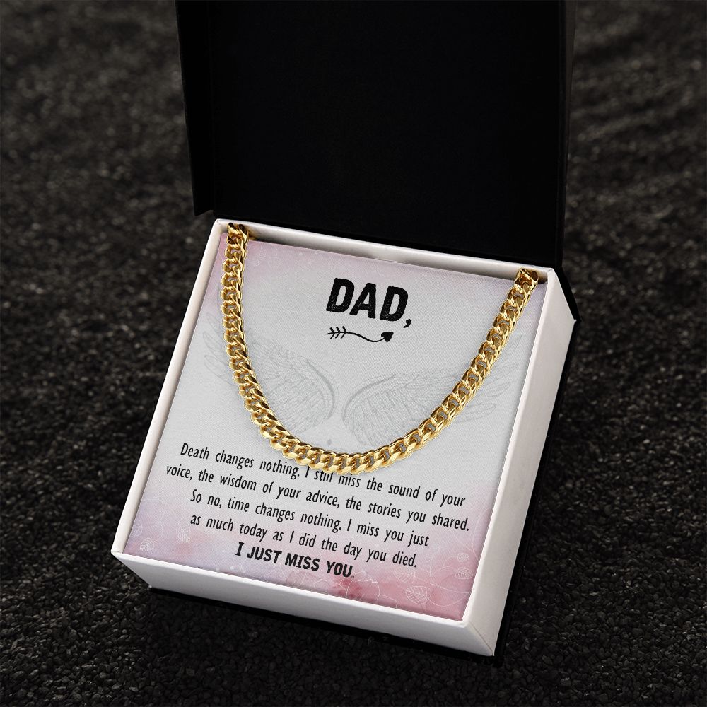 Death changes nothing Dad Cuban Chain Necklace, Father Necklace Father's Day Gift, Christian Gift For Dad, Father Son Necklace - Serbachi