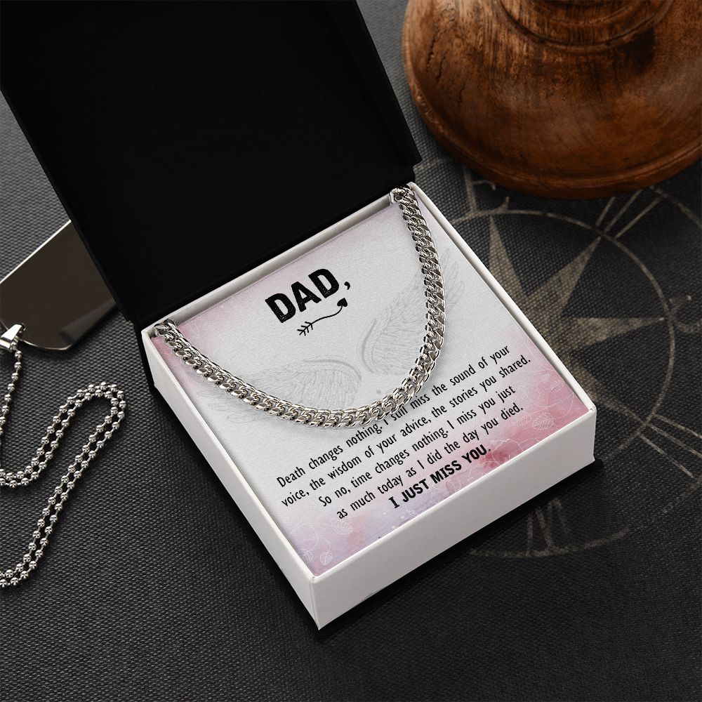 Death changes nothing Dad Cuban Chain Necklace, Father Necklace Father's Day Gift, Christian Gift For Dad, Father Son Necklace - Serbachi