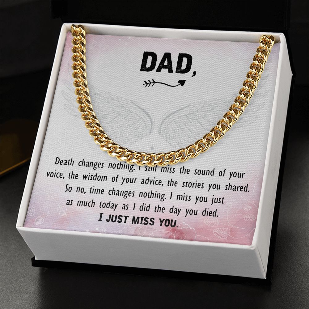 Death changes nothing Dad Cuban Chain Necklace, Father Necklace Father's Day Gift, Christian Gift For Dad, Father Son Necklace - Serbachi