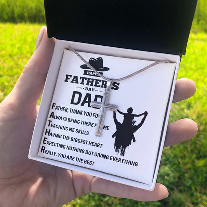 FATHER, THANK YOU FOR Dad Cross Necklace, Father Cross Necklace Father's Day Gift, Christian Gift For Dad, Father Son Cross Necklace - Serbachi