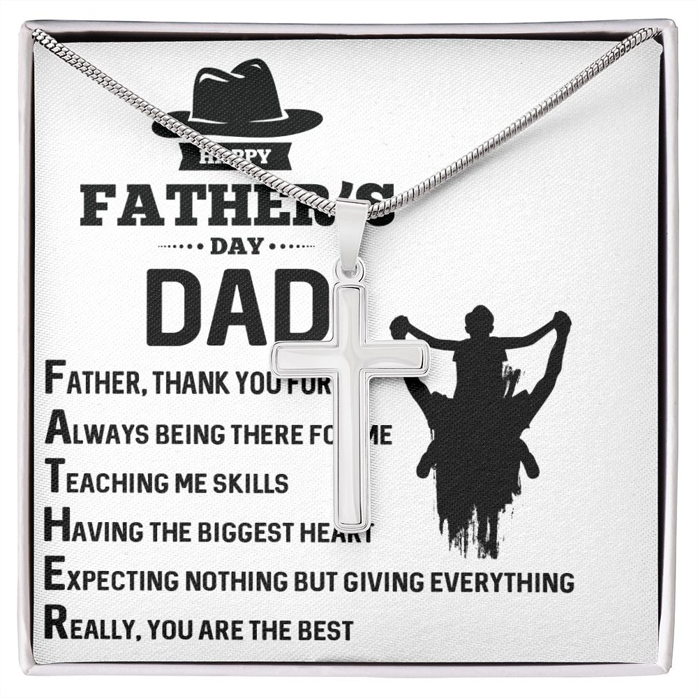 FATHER, THANK YOU FOR Dad Cross Necklace, Father Cross Necklace Father's Day Gift, Christian Gift For Dad, Father Son Cross Necklace - Serbachi