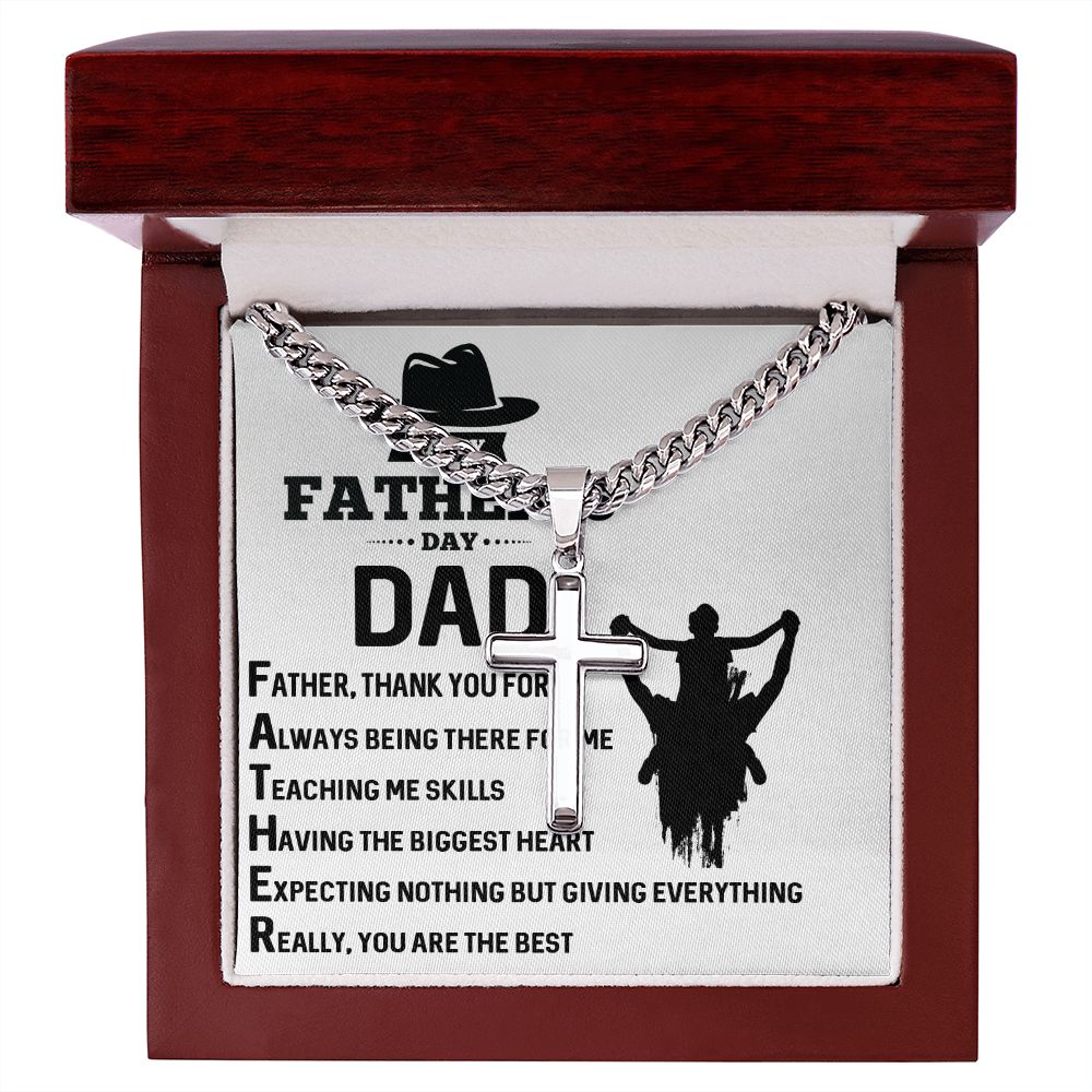 FATHER, THANK YOU FOR Dad Cross Necklace, Father Necklace Father's Day Gift, Christian Gift For Dad, Father Son Cross Necklace - Serbachi