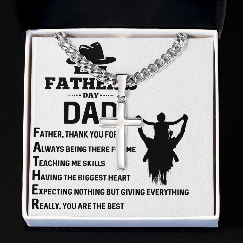 FATHER, THANK YOU FOR Dad Cross Necklace, Father Necklace Father's Day Gift, Christian Gift For Dad, Father Son Cross Necklace - Serbachi