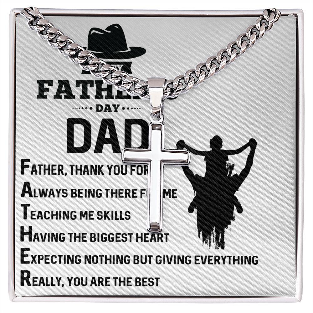 FATHER, THANK YOU FOR Dad Cross Necklace, Father Necklace Father's Day Gift, Christian Gift For Dad, Father Son Cross Necklace - Serbachi