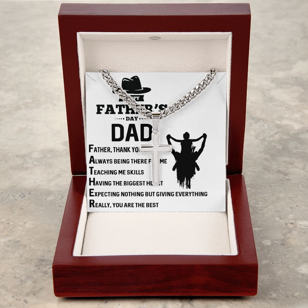 FATHER, THANK YOU FOR Dad Cross Necklace, Father Necklace Father's Day Gift, Christian Gift For Dad, Father Son Cross Necklace - Serbachi