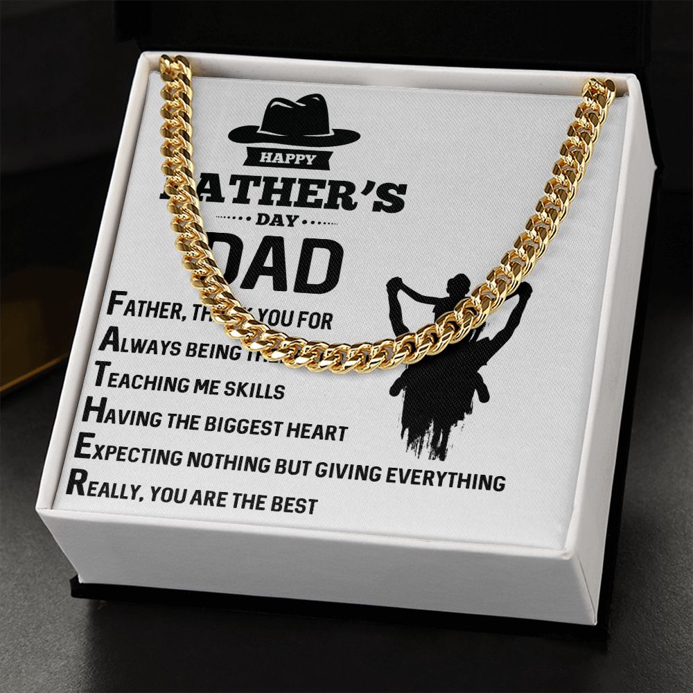 FATHER, THANK YOU FOR Dad Cuban Chain Necklace, Father Necklace Father's Day Gift, Christian Gift For Dad, Father Son Necklace - Serbachi