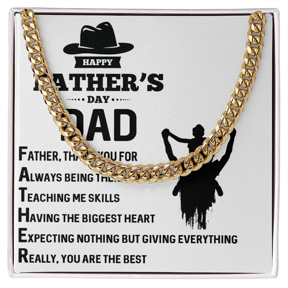 FATHER, THANK YOU FOR Dad Cuban Chain Necklace, Father Necklace Father's Day Gift, Christian Gift For Dad, Father Son Necklace - Serbachi