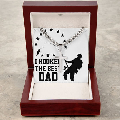 Fishing Dad Cross Necklace, Father Necklace Father's Day Gift, Christian Gift For Dad, Father Son Cross Necklace - Serbachi