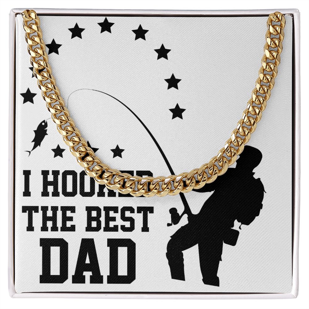 Fishing Dad Cuban Chain Necklace, Father Necklace Father's Day Gift, Christian Gift For Dad, Father Son Necklace - Serbachi