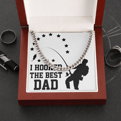 Fishing Dad Cuban Chain Necklace, Father Necklace Father's Day Gift, Christian Gift For Dad, Father Son Necklace - Serbachi