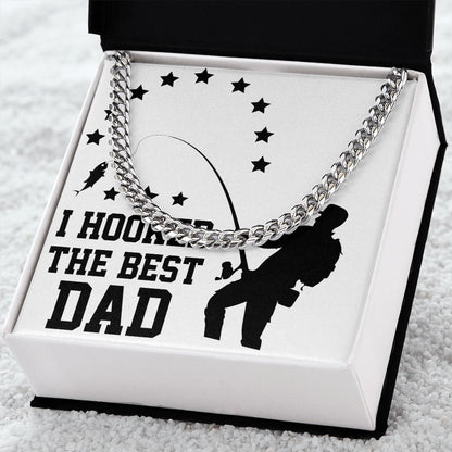 Fishing Dad Cuban Chain Necklace, Father Necklace Father's Day Gift, Christian Gift For Dad, Father Son Necklace - Serbachi