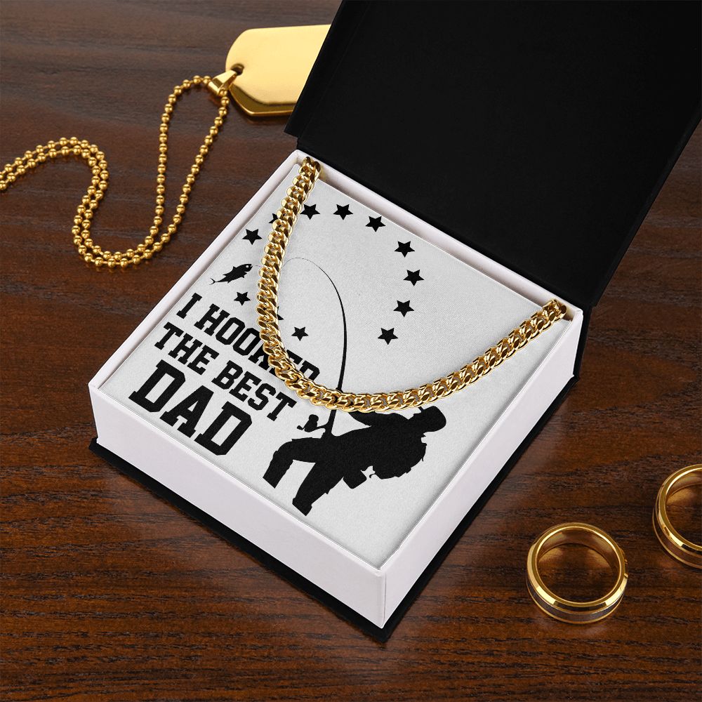 Fishing Dad Cuban Chain Necklace, Father Necklace Father's Day Gift, Christian Gift For Dad, Father Son Necklace - Serbachi