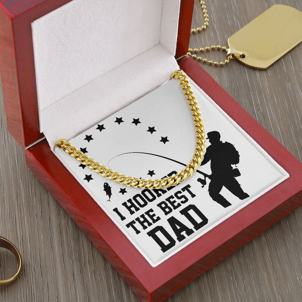 Fishing Dad Cuban Chain Necklace, Father Necklace Father's Day Gift, Christian Gift For Dad, Father Son Necklace - Serbachi