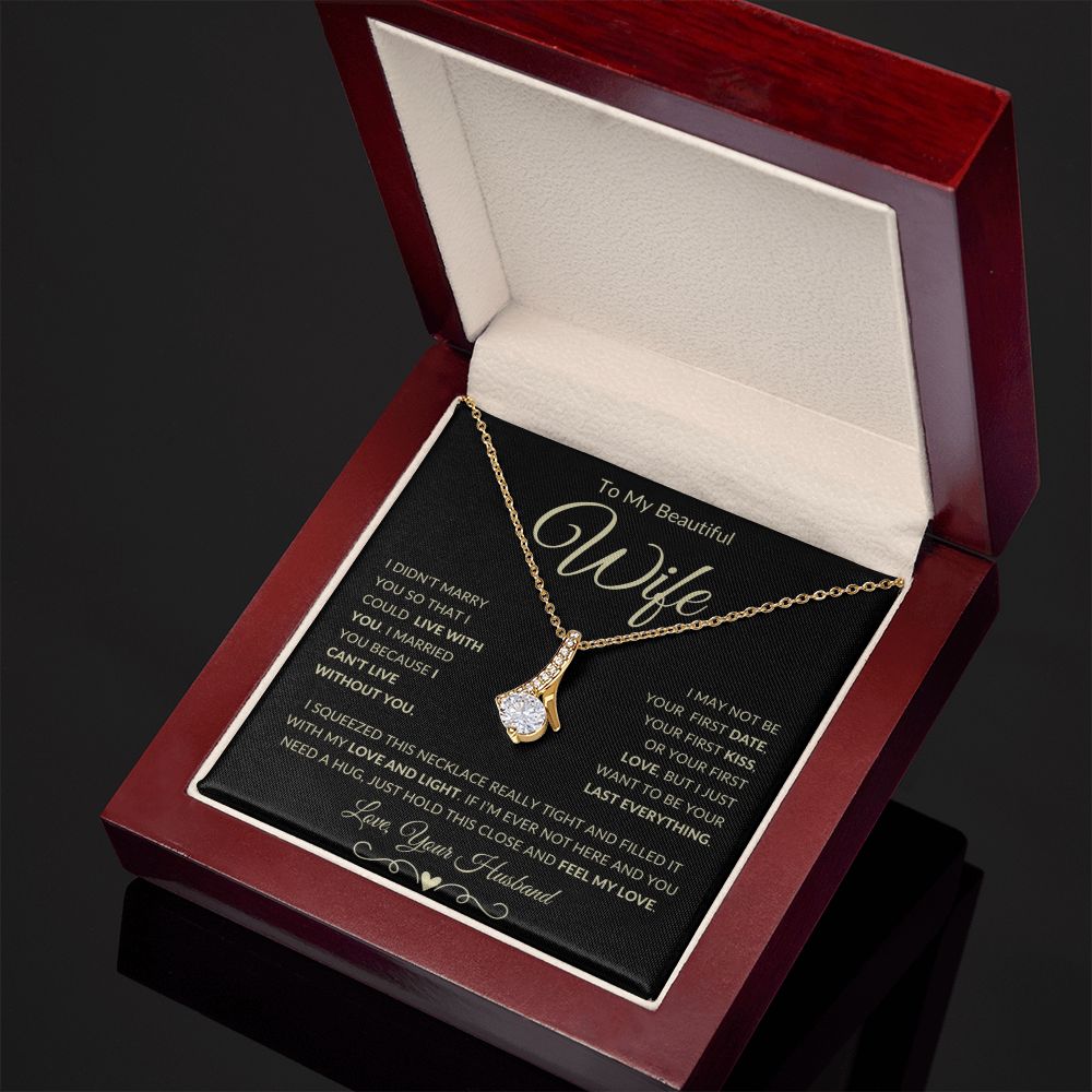 Gift for Wife "I Can't Live Without You" Gold Necklace - Serbachi