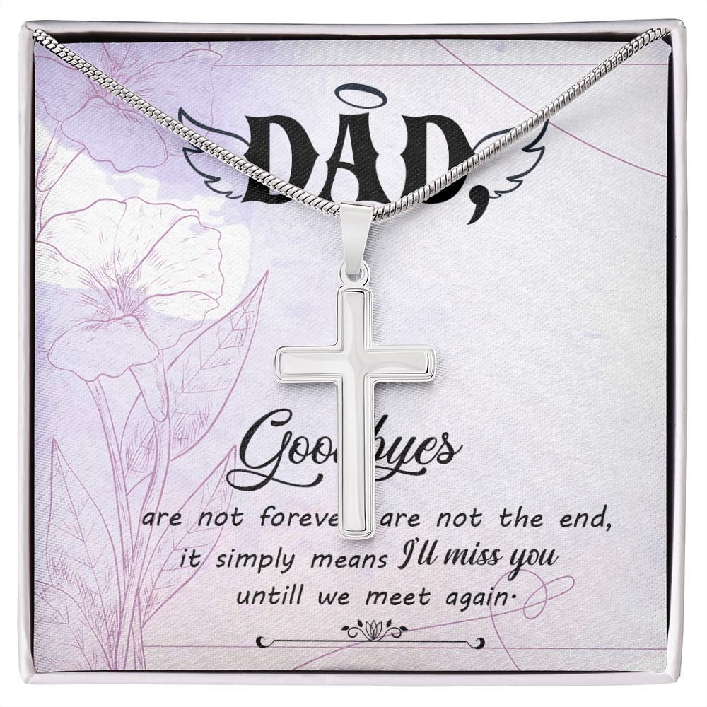 Goodbye aren_t forever Dad Cross Necklace, Father Cross Necklace Father's Day Gift, Christian Gift For Dad, Father Son Cross Necklace - Serbachi