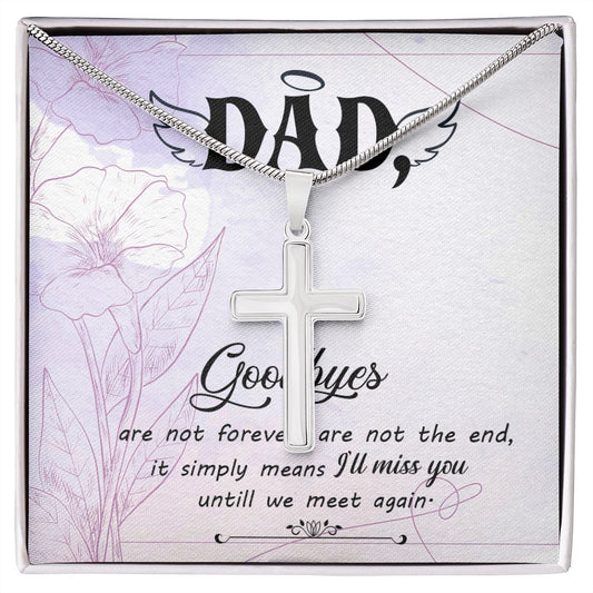 Goodbye aren_t forever Dad Cross Necklace, Father Cross Necklace Father's Day Gift, Christian Gift For Dad, Father Son Cross Necklace - Serbachi