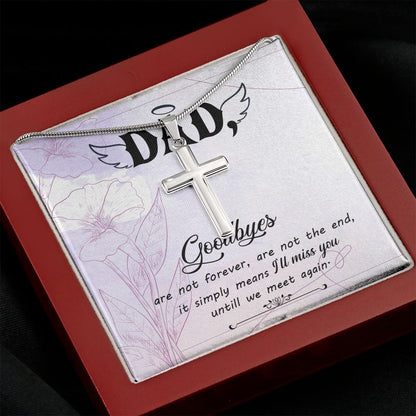 Goodbye aren_t forever Dad Cross Necklace, Father Cross Necklace Father's Day Gift, Christian Gift For Dad, Father Son Cross Necklace - Serbachi