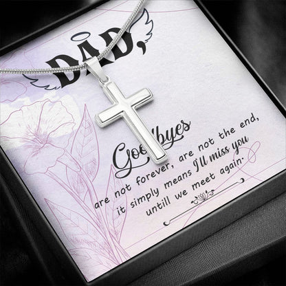 Goodbye aren_t forever Dad Cross Necklace, Father Cross Necklace Father's Day Gift, Christian Gift For Dad, Father Son Cross Necklace - Serbachi