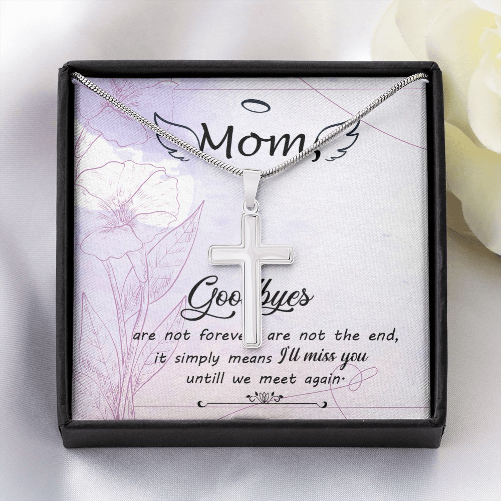 Goodbye aren_t forever Dad Cross Necklace, Father Cross Necklace Father's Day Gift, Christian Gift For Dad, Father Son Cross Necklace - Serbachi