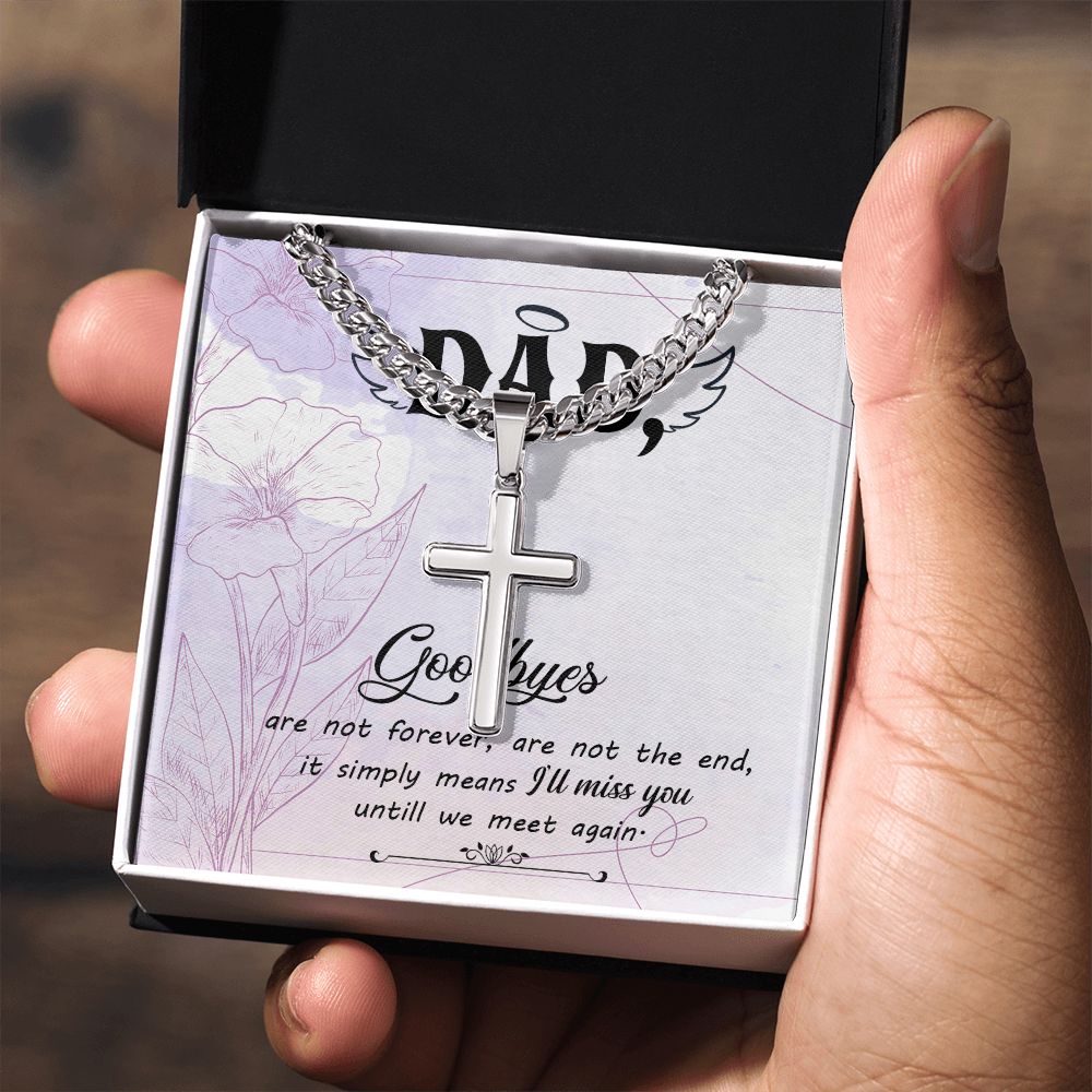 Goodbye aren_t forever Dad Cross Necklace, Father Necklace Father's Day Gift, Christian Gift For Dad, Father Son Cross Necklace - Serbachi