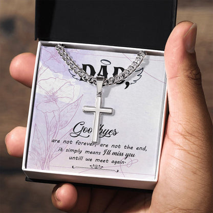 Goodbye aren_t forever Dad Cross Necklace, Father Necklace Father's Day Gift, Christian Gift For Dad, Father Son Cross Necklace - Serbachi