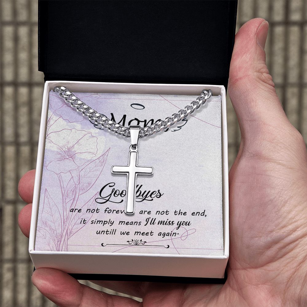 Goodbye aren_t forever Dad Cross Necklace, Father Necklace Father's Day Gift, Christian Gift For Dad, Father Son Cross Necklace - Serbachi