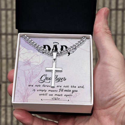 Goodbye aren_t forever Dad Cross Necklace, Father Necklace Father's Day Gift, Christian Gift For Dad, Father Son Cross Necklace - Serbachi