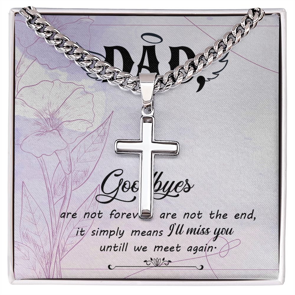 Goodbye aren_t forever Dad Cross Necklace, Father Necklace Father's Day Gift, Christian Gift For Dad, Father Son Cross Necklace - Serbachi