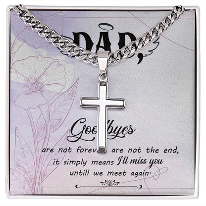 Goodbye aren_t forever Dad Cross Necklace, Father Necklace Father's Day Gift, Christian Gift For Dad, Father Son Cross Necklace - Serbachi